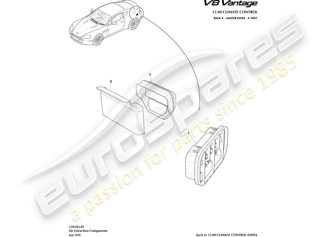 a part diagram from the aston martin v8 vantage (2011) parts catalogue