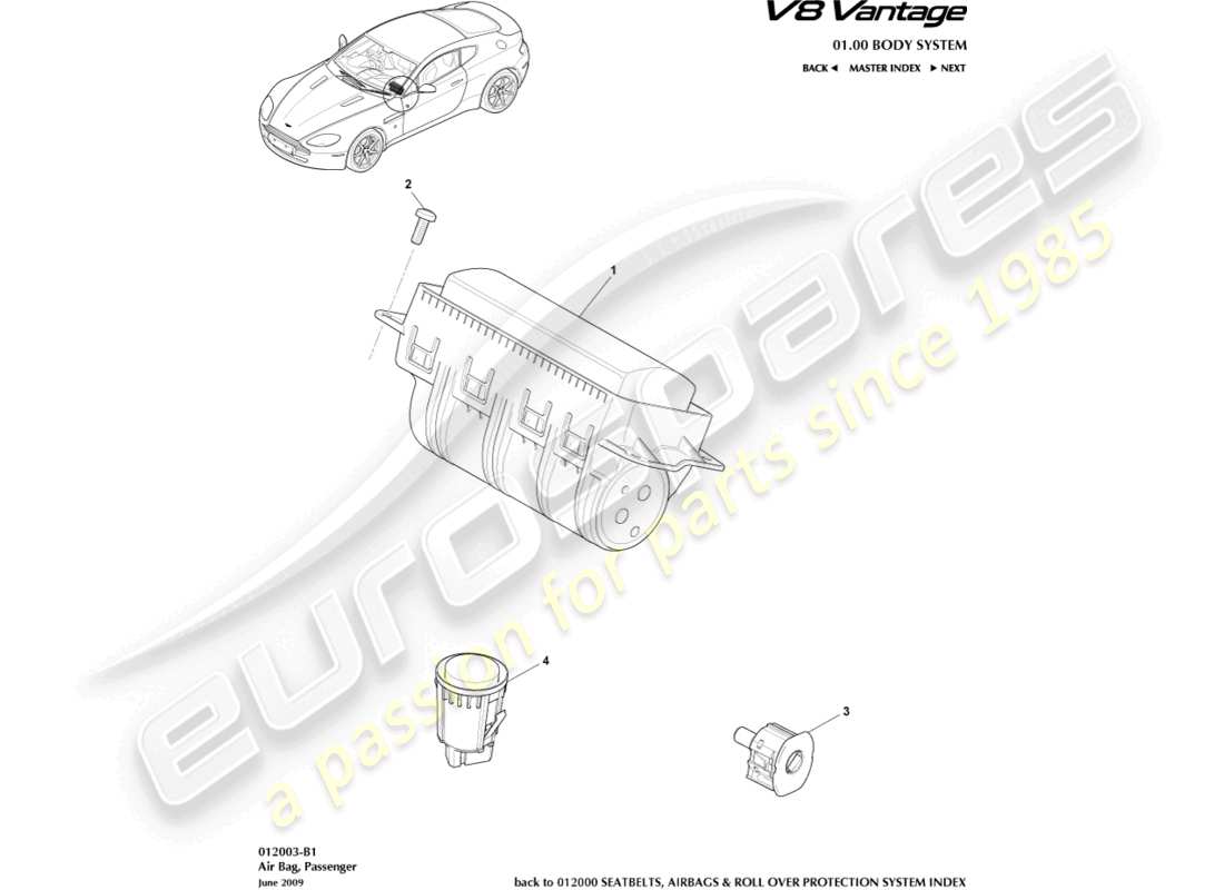 a part diagram from the aston martin v8 vantage parts catalogue