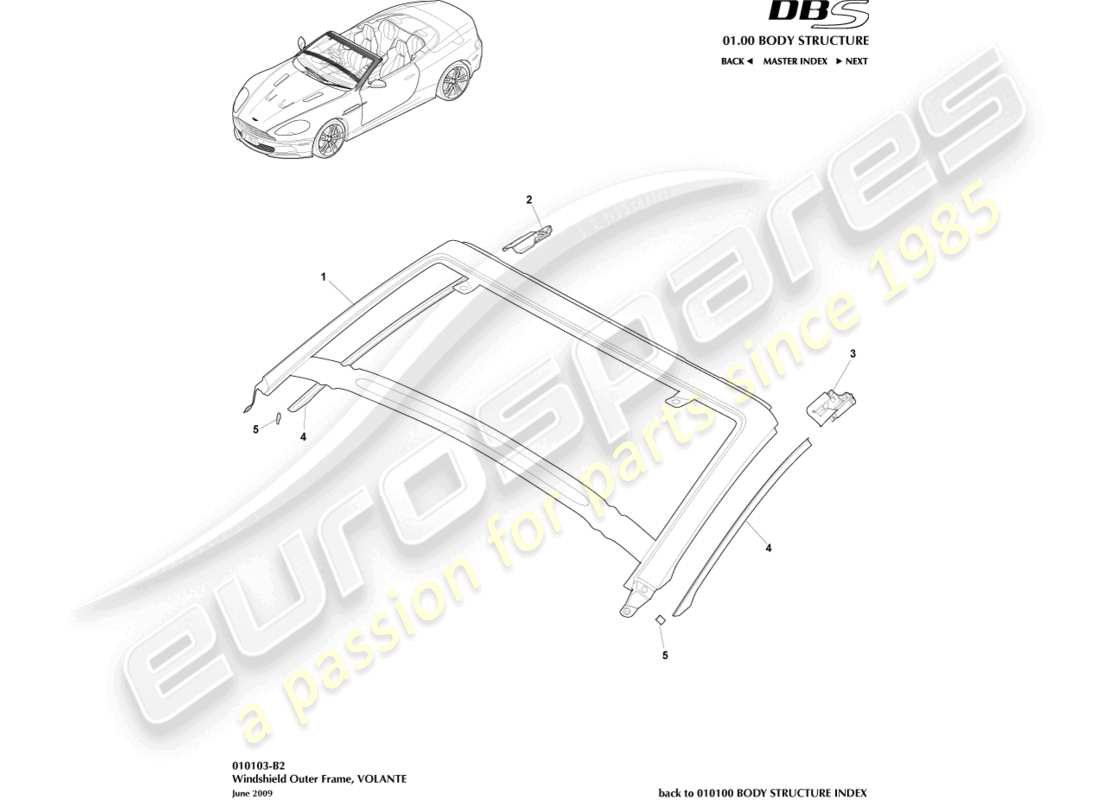 a part diagram from the aston martin dbs (2011) parts catalogue