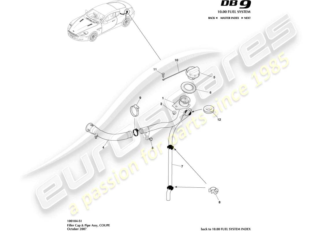 a part diagram from the aston martin db9 (2005) parts catalogue