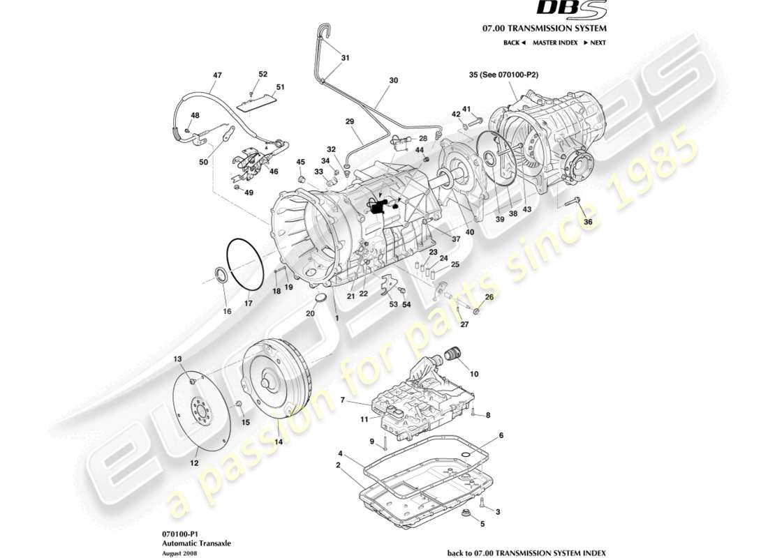 a part diagram from the aston martin dbs (2010) parts catalogue