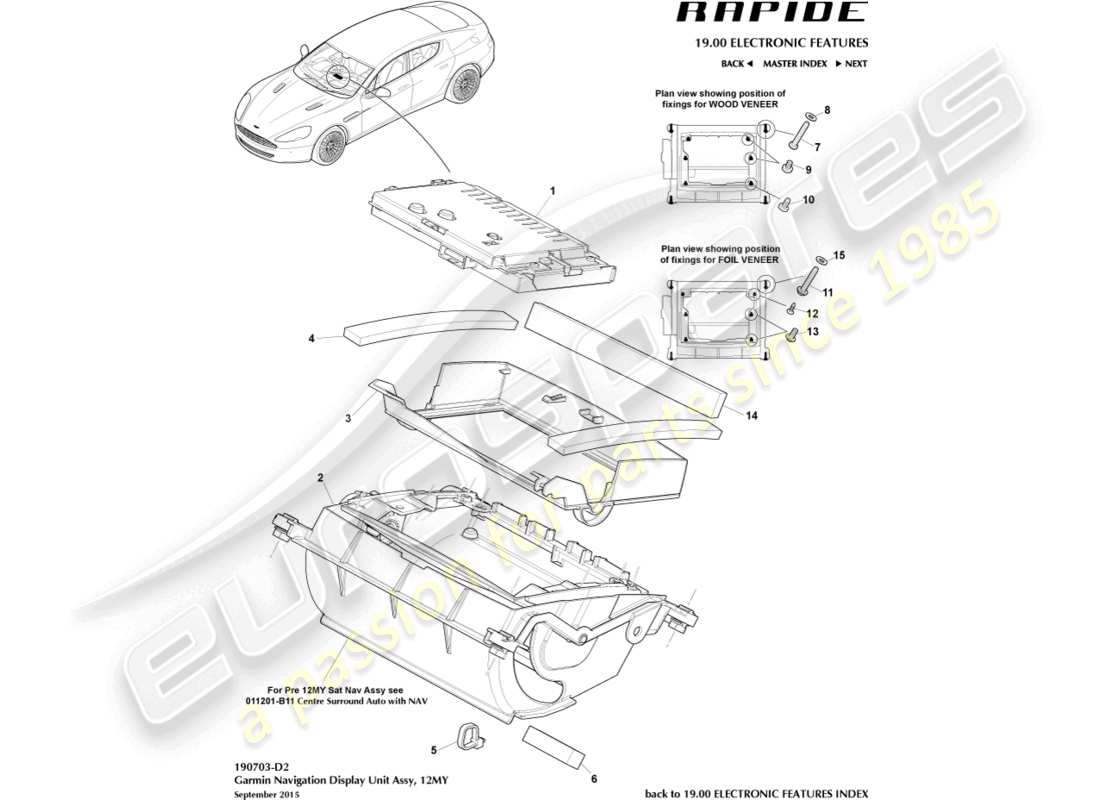 a part diagram from the aston martin rapide (2018) parts catalogue
