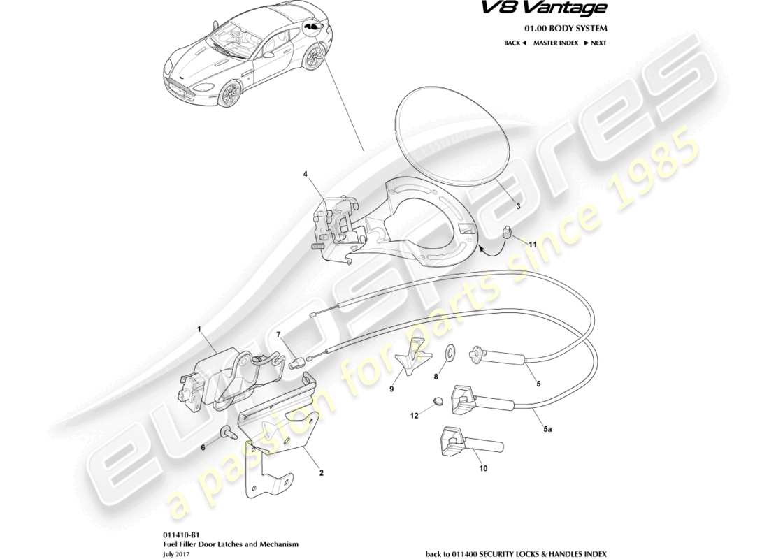 a part diagram from the aston martin v8 vantage (2017) parts catalogue