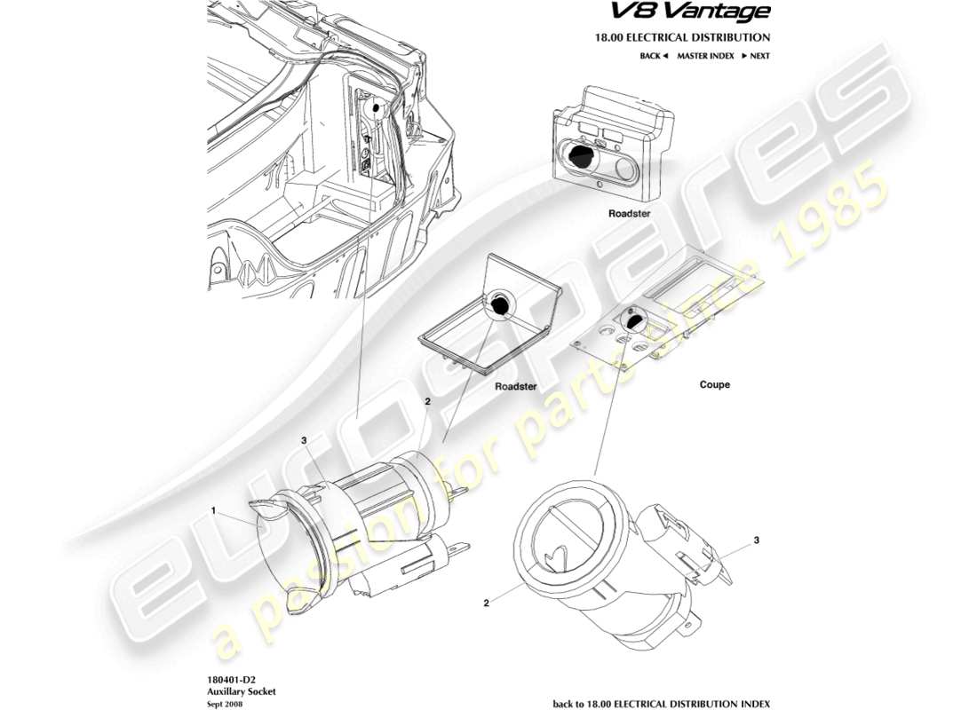 VIEW PARTS DIAGRAMS FROM THE ASTON MARTIN VANTAGE GT8 PARTS CATALOGUE a part diagram from the aston martin vantage gt8 parts catalogue