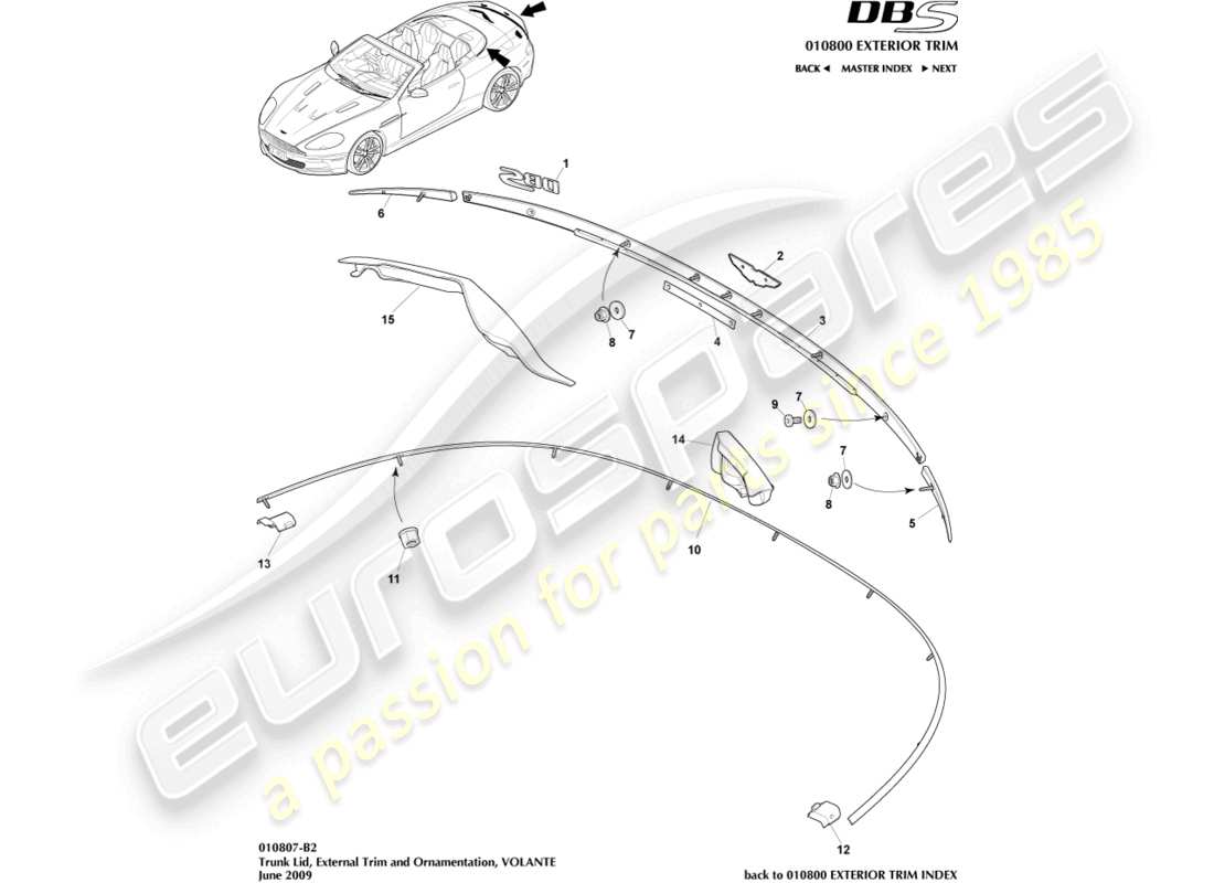 a part diagram from the aston martin dbs (2014) parts catalogue
