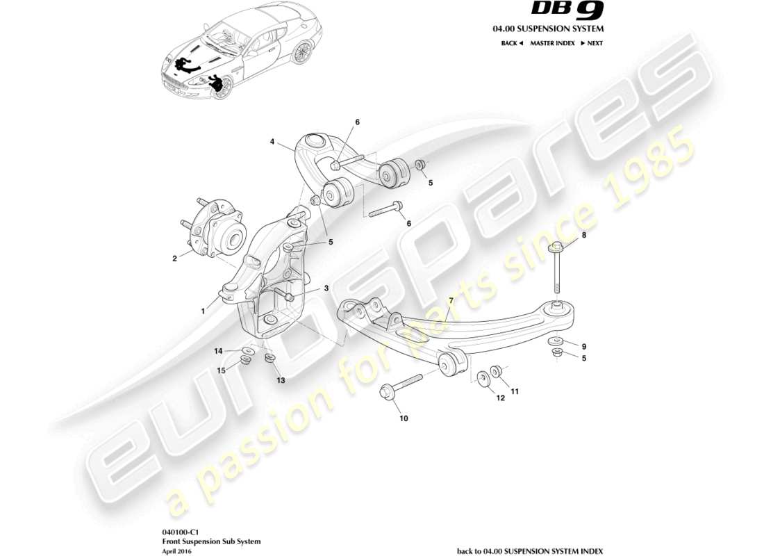 VIEW PARTS DIAGRAMS FROM THE ASTON MARTIN DB9 PARTS CATALOGUE a part diagram from the aston martin db9 parts catalogue