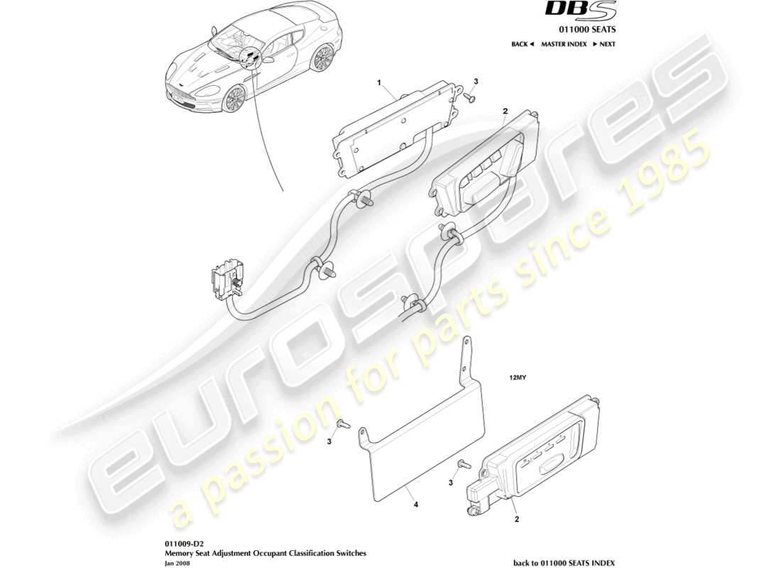 a part diagram from the aston martin dbs (2012) parts catalogue