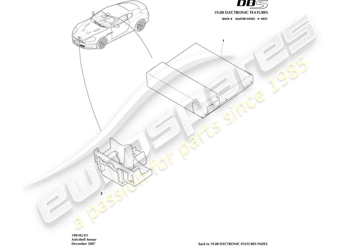 a part diagram from the aston martin dbs parts catalogue