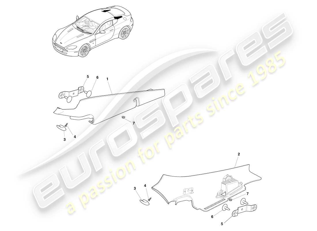 a part diagram from the aston martin v8 vantage parts catalogue
