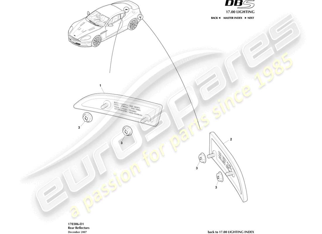 a part diagram from the aston martin dbs (2014) parts catalogue