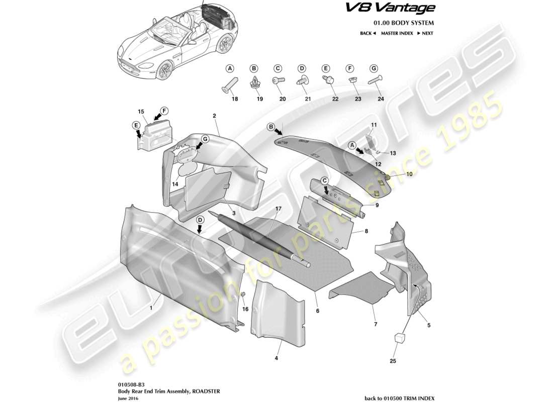 a part diagram from the aston martin v8 vantage (2014) parts catalogue