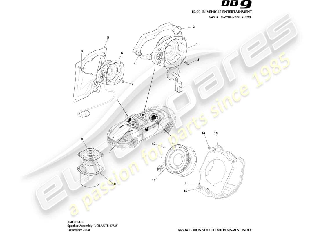 a part diagram from the Aston Martin DB9 (2010) parts catalogue