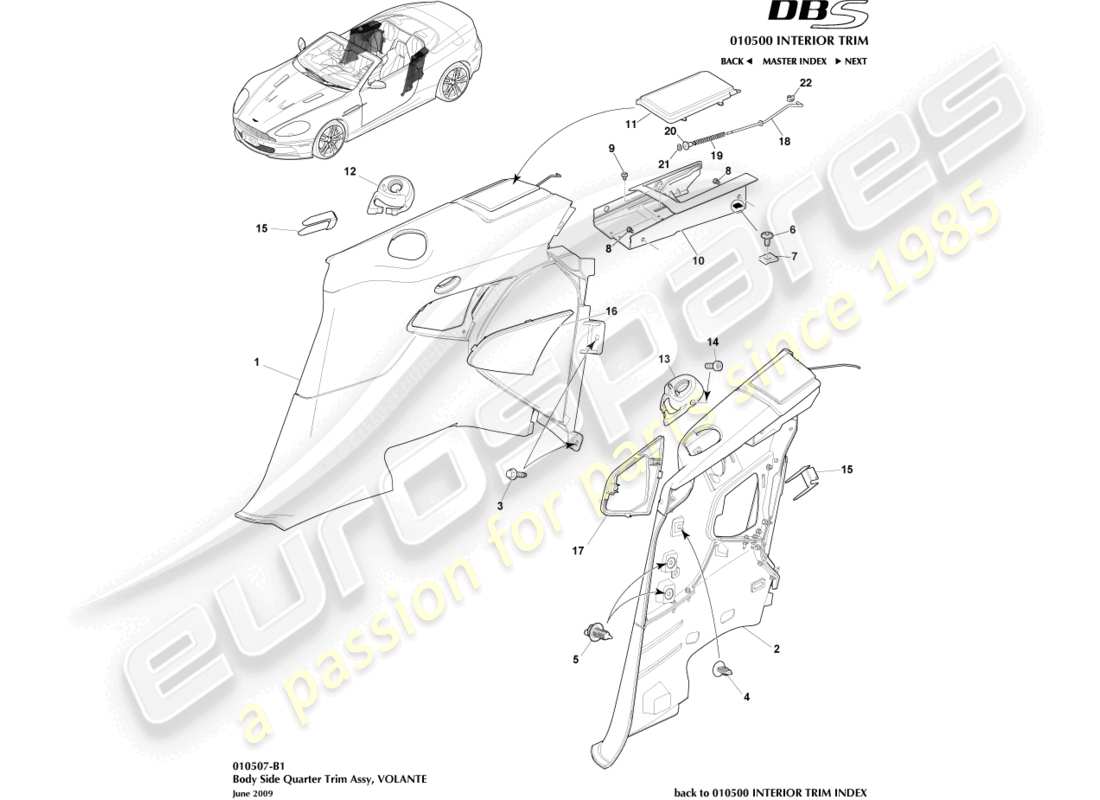 a part diagram from the aston martin dbs parts catalogue