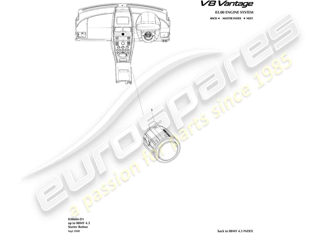 a part diagram from the aston martin v8 vantage (2017) parts catalogue