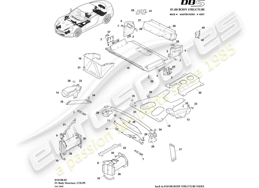 a part diagram from the aston martin dbs (2010) parts catalogue