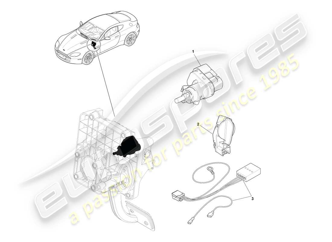VIEW PARTS DIAGRAMS FROM THE ASTON MARTIN V8 VANTAGE PARTS CATALOGUE a part diagram from the aston martin v8 vantage parts catalogue