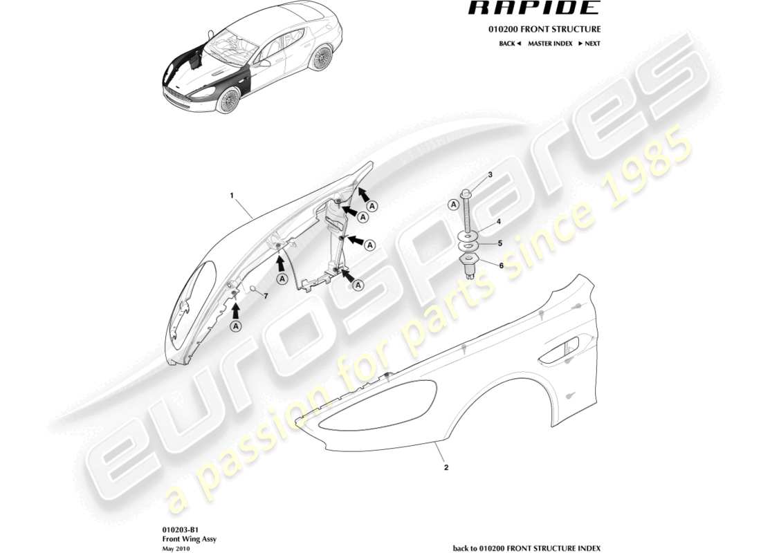 a part diagram from the aston martin rapide (2017) parts catalogue