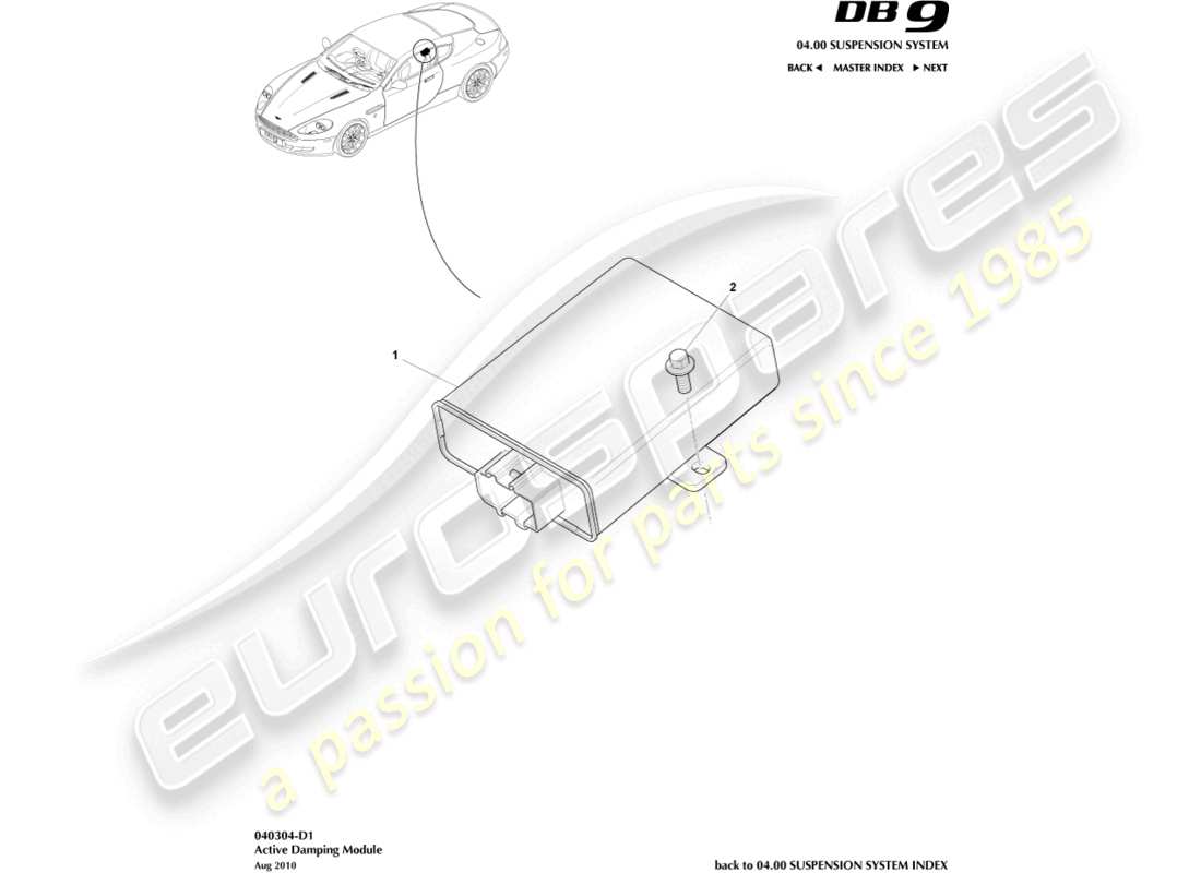a part diagram from the aston martin db9 (2009) parts catalogue