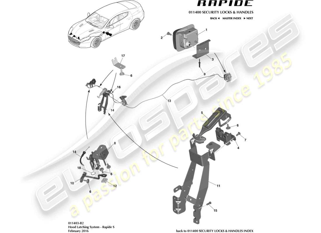 a part diagram from the aston martin rapide (2016) parts catalogue