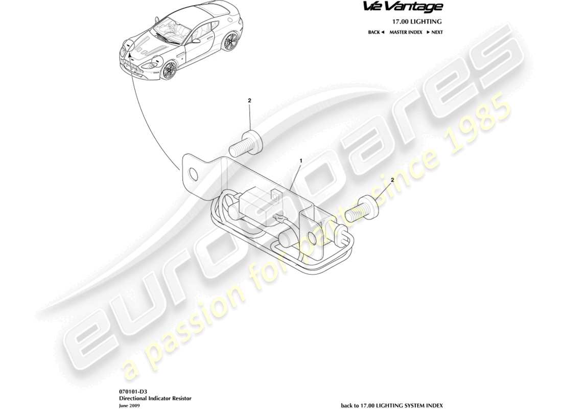 aston martin v12 vantage (2013) directional indicator resistor part diagram