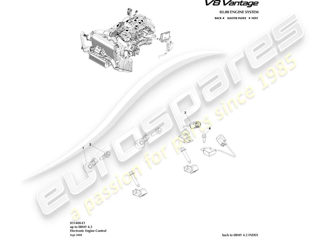 aston martin v8 vantage (2018) electronic engine control part diagram