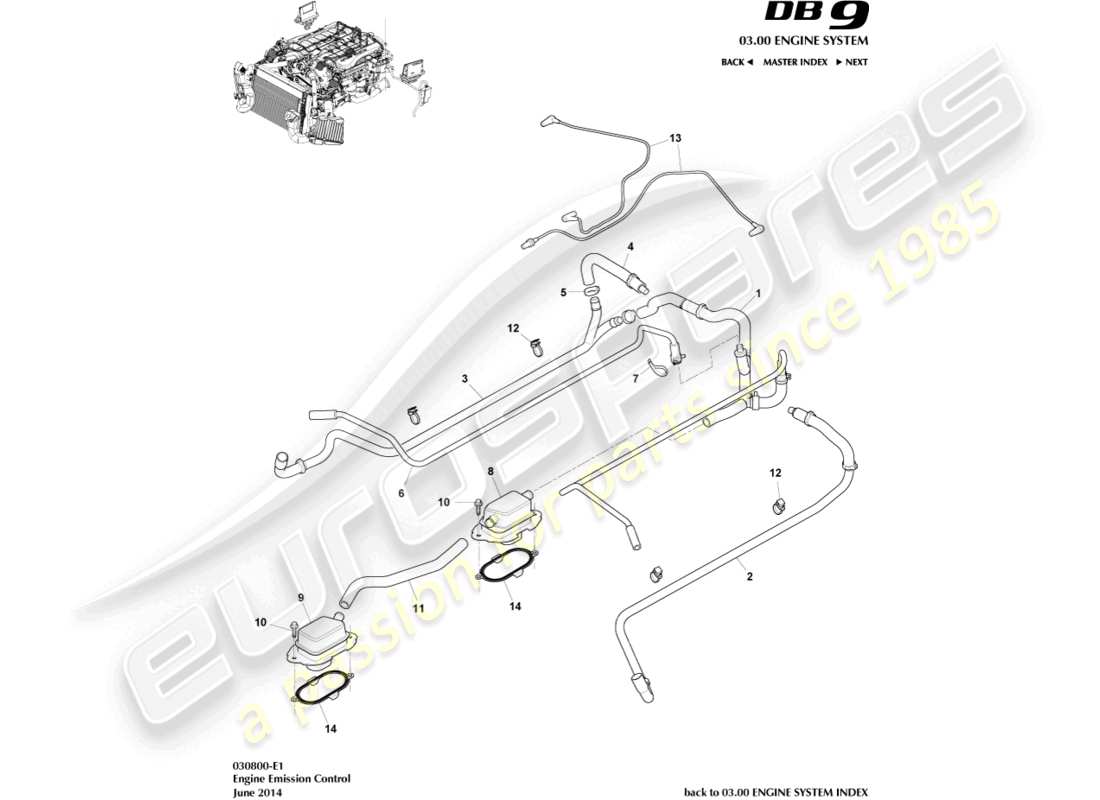 aston martin db9 (2006) emission control part diagram