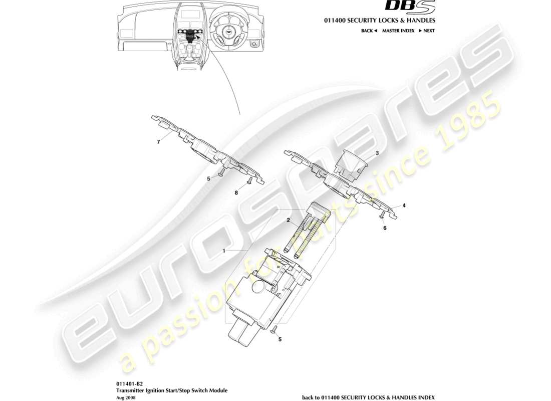 aston martin dbs (2010) start/stop module part diagram