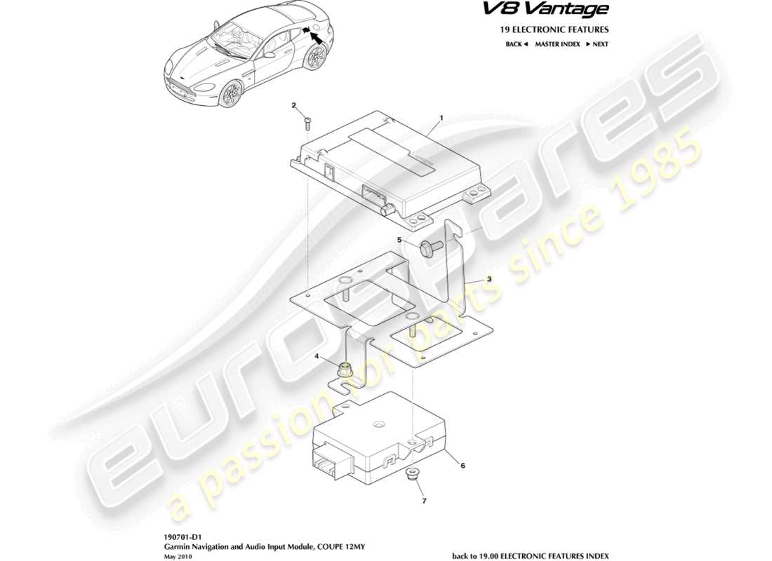 aston martin v8 vantage (2015) garmin navigation, coupe, 12my part diagram