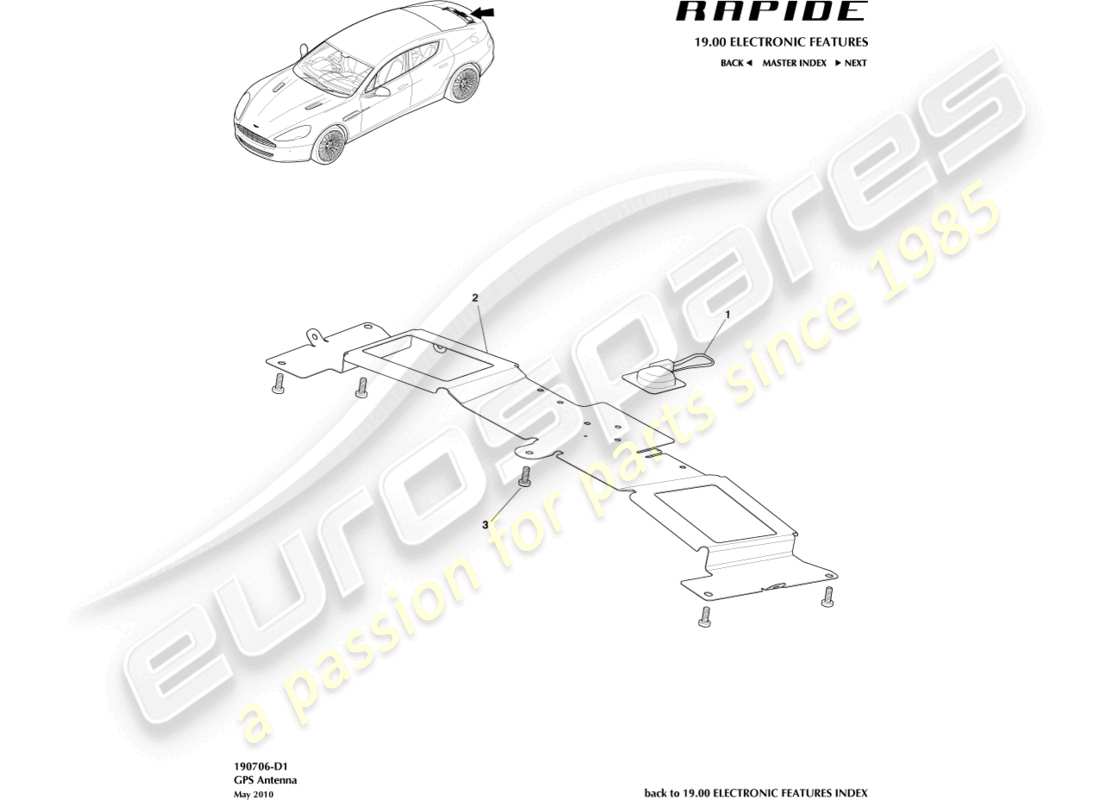 aston martin rapide (2018) gps antenna part diagram