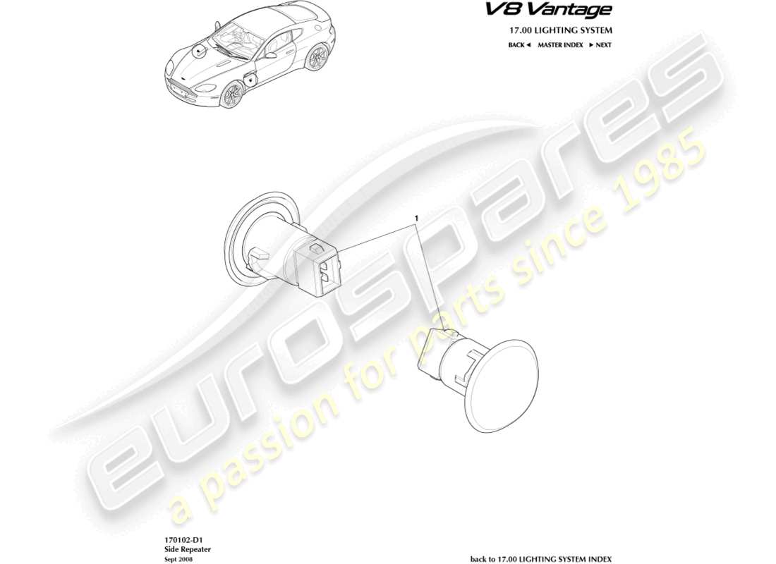 aston martin v8 vantage (2018) side repeaters part diagram