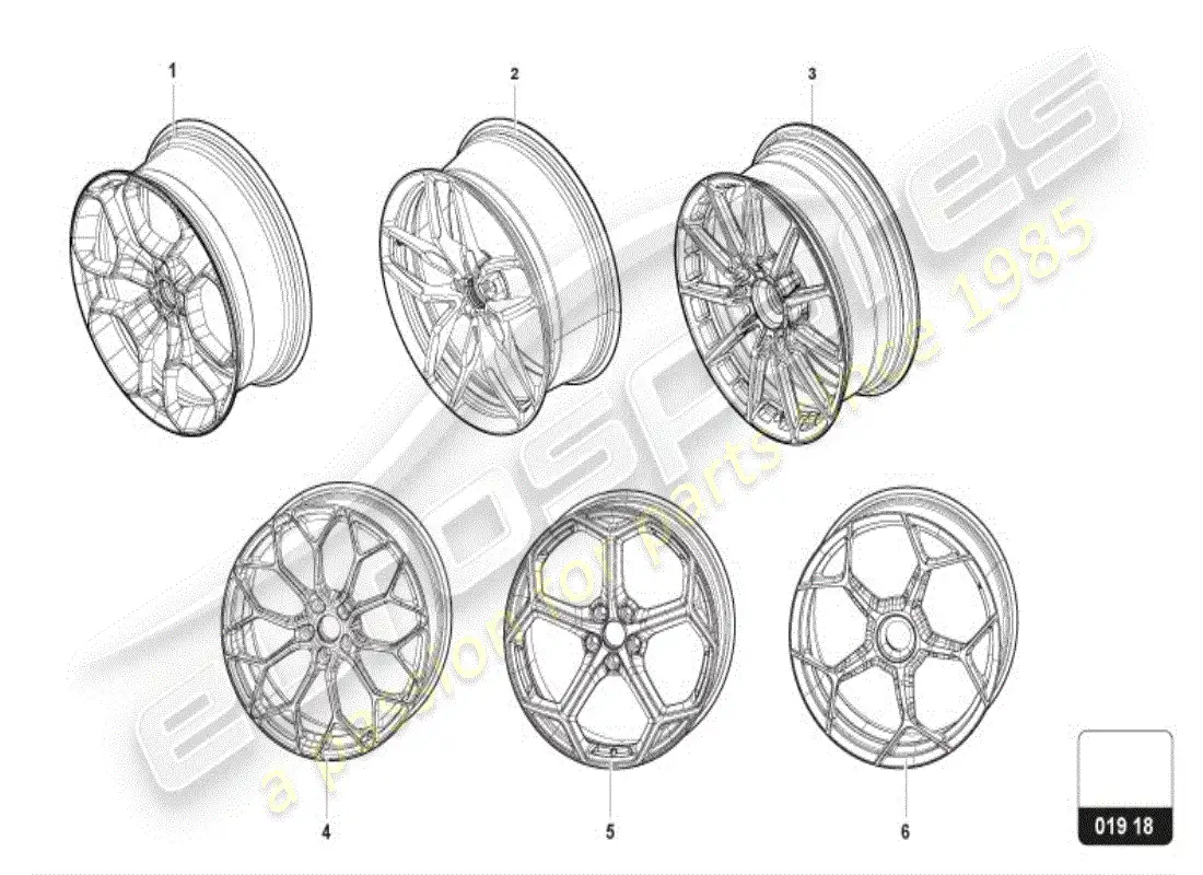 a part diagram from the lamborghini huracan accessories parts catalogue