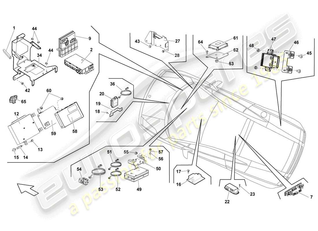 lamborghini lp560-4 spider (2012) central control unit for convenience system part diagram