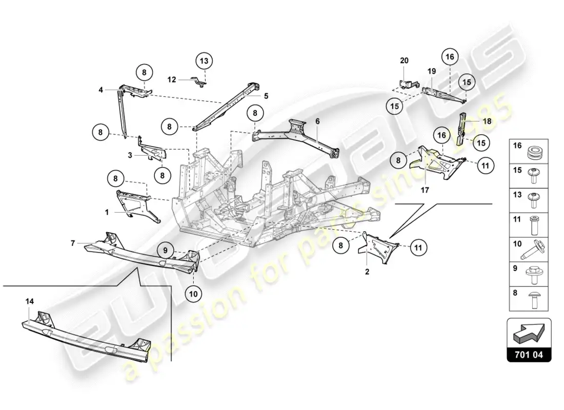 lamborghini lp700-4 coupe (2012) trim frame rear part parts diagram
