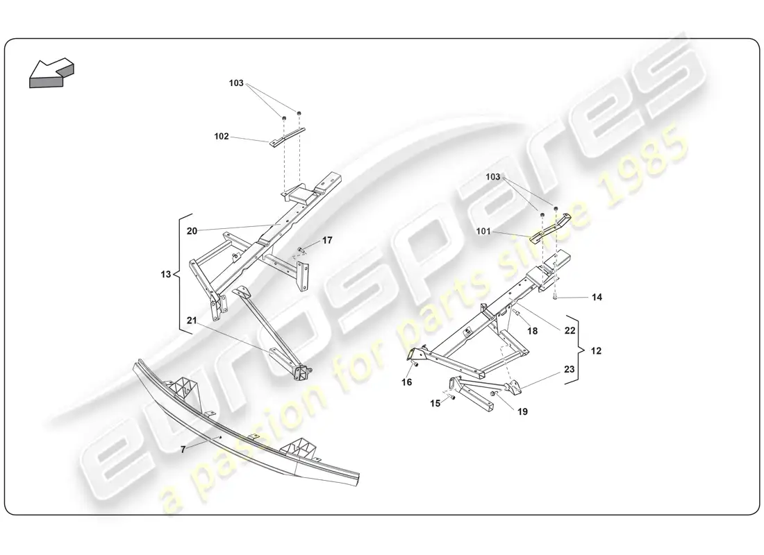 lamborghini super trofeo (2009-2014) chassis element parts diagram
