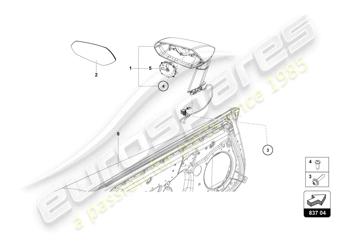 lamborghini lp700-4 coupe (2016) exterior mirror parts diagram