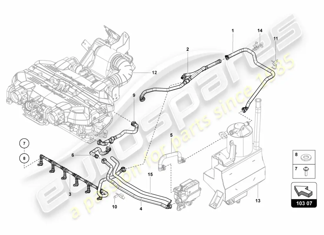 lamborghini centenario roadster (2017) ventilation for cylinder head cover from vin cla00325 parts diagram