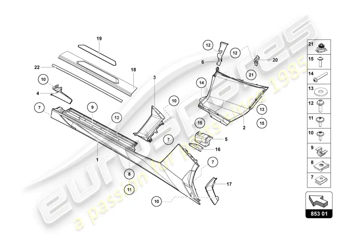 lamborghini lp700-4 coupe (2016) lower external side member for wheel housing parts diagram