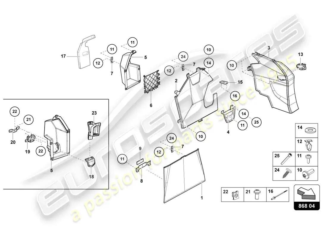 lamborghini lp700-4 roadster (2013) rear panel trim parts diagram