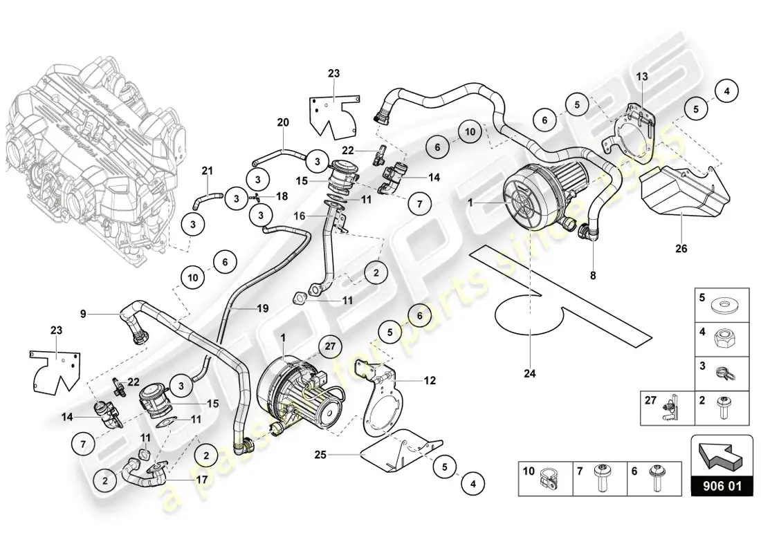 lamborghini lp720-4 coupe 50 (2014) secondary air pump parts diagram
