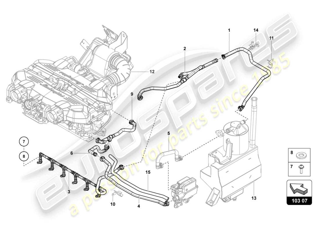 lamborghini 2022 (ultimae roadster) ventilation for cylinder head cover from vin cla00325 part diagram