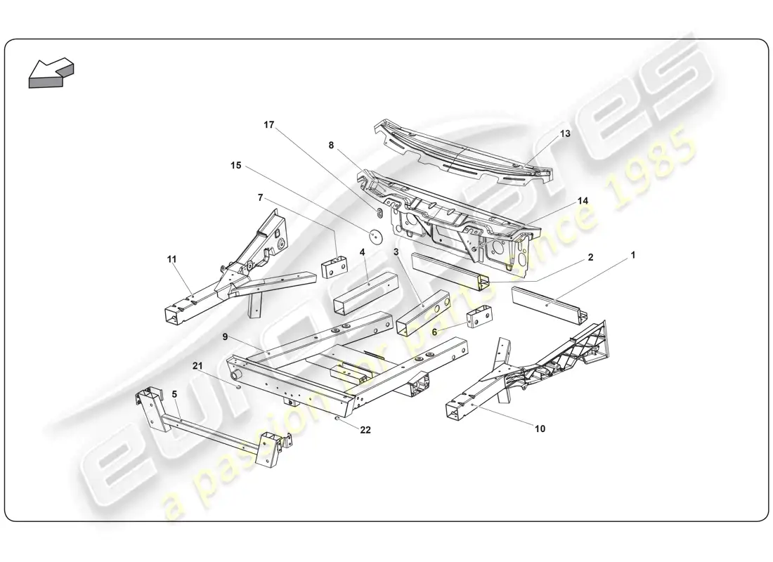 lamborghini super trofeo (2009-2014) chassis element parts diagram