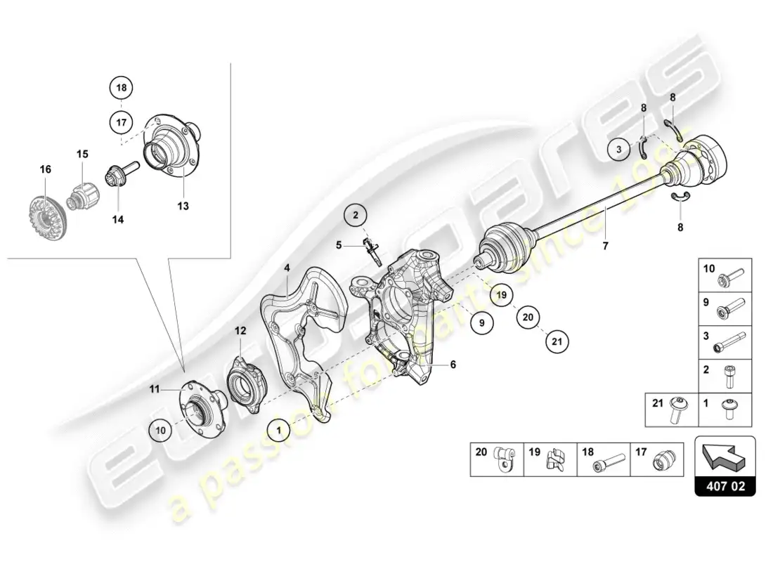 lamborghini centenario roadster (2017) drive shaft front parts diagram