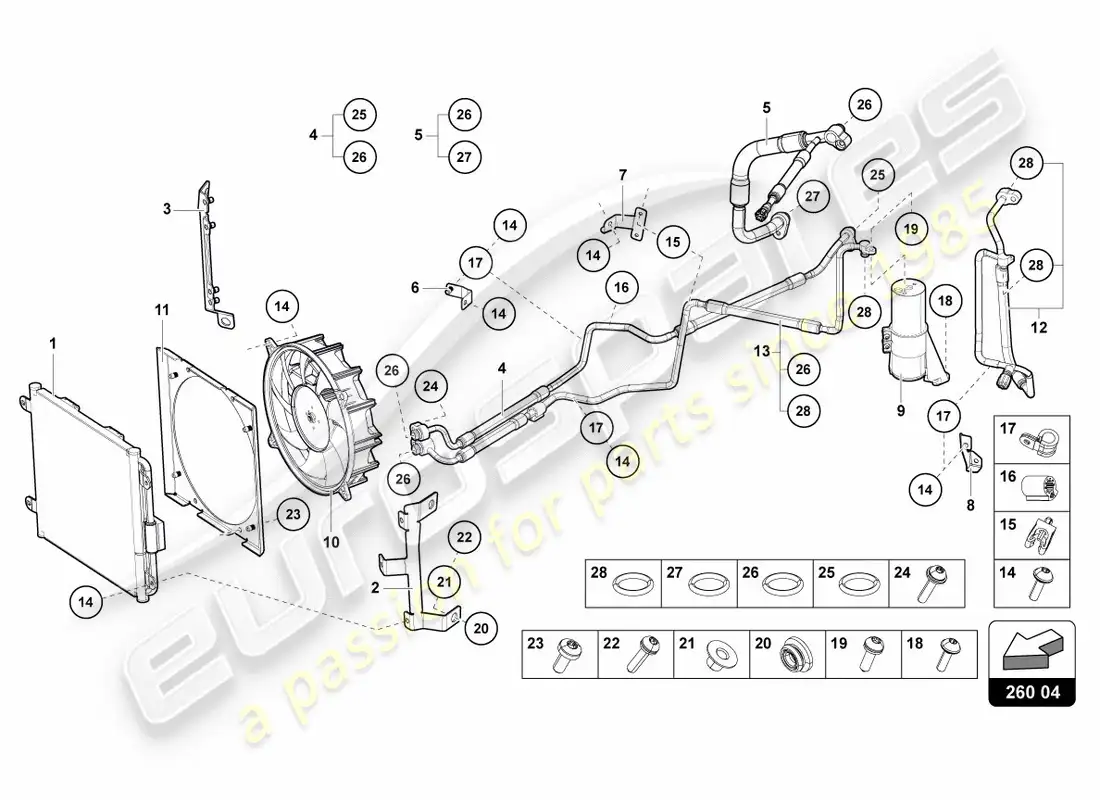 lamborghini centenario roadster (2017) a/c condenser parts diagram