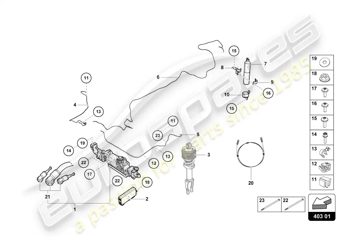 lamborghini lp600-4 zhong coupe (2016) lifting device parts diagram
