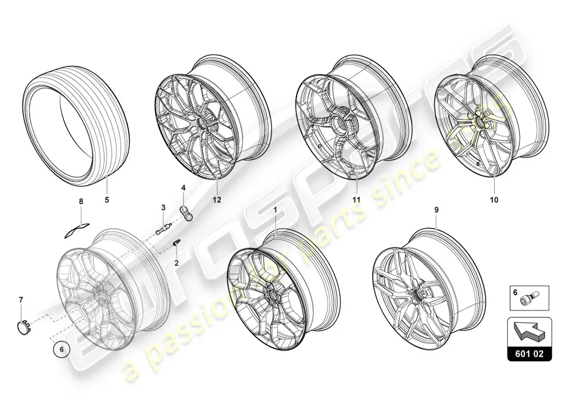 lamborghini lp610-4 coupe (2017) wheels/tyres parts diagram