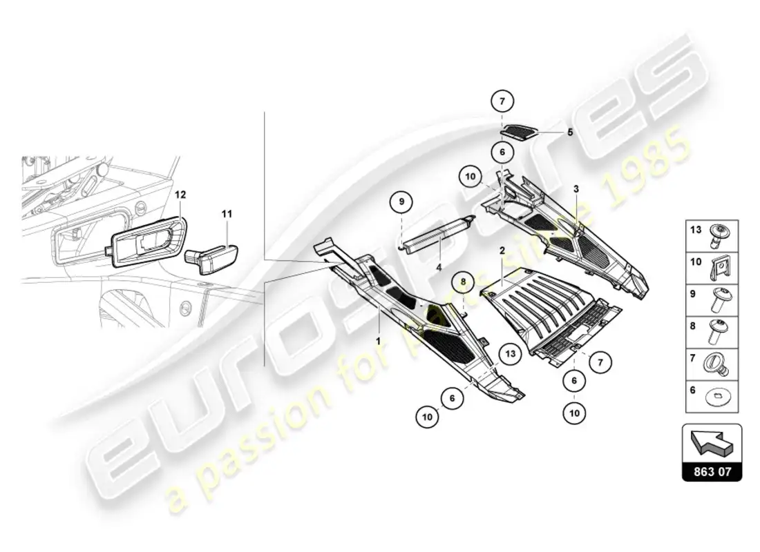 lamborghini lp610-4 coupe (2018) engine cover parts diagram