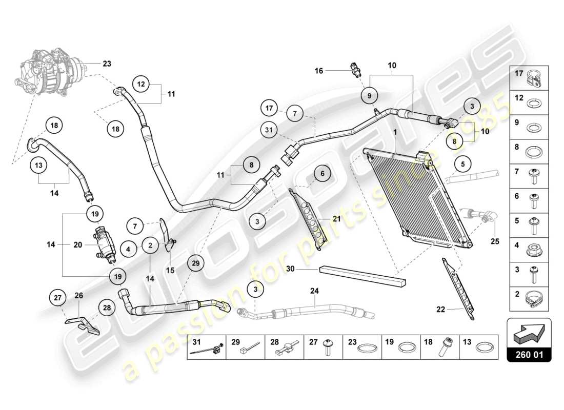 lamborghini 2022 (lp770-4 svj coupe) a/c condenser parts diagram