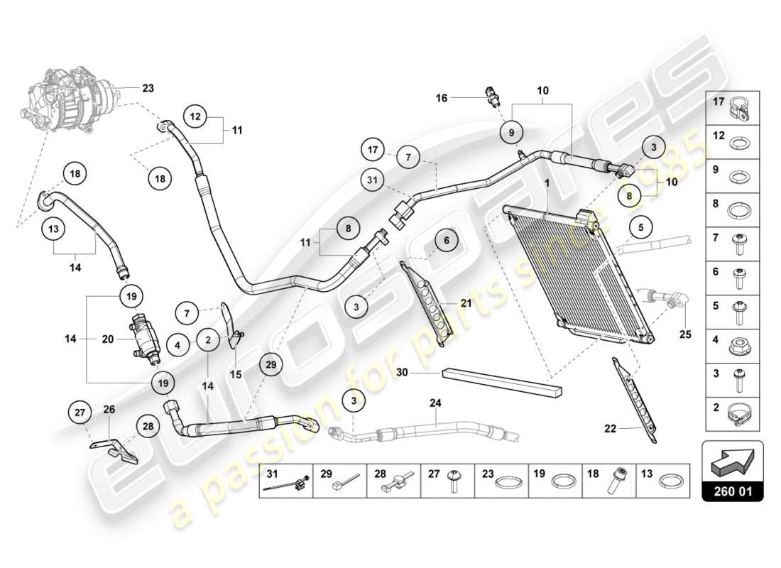 lamborghini lp770-4 svj coupe (2022) a/c condenser part diagram