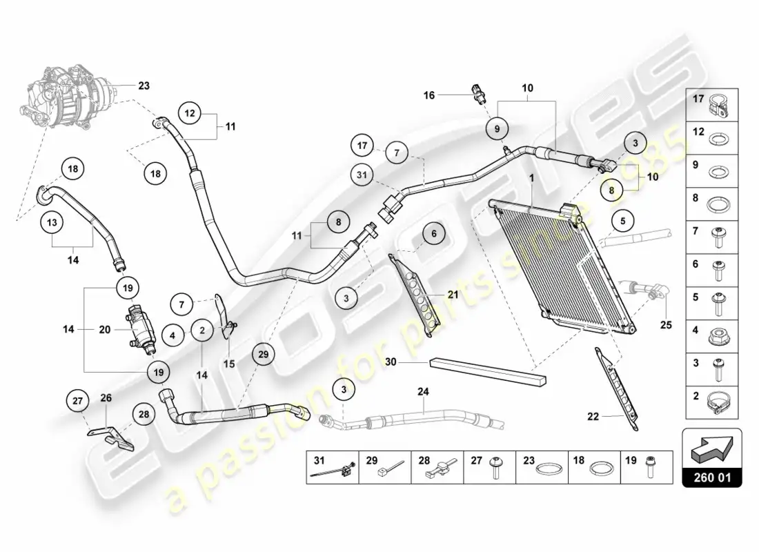 lamborghini centenario roadster (2017) a/c condenser parts diagram