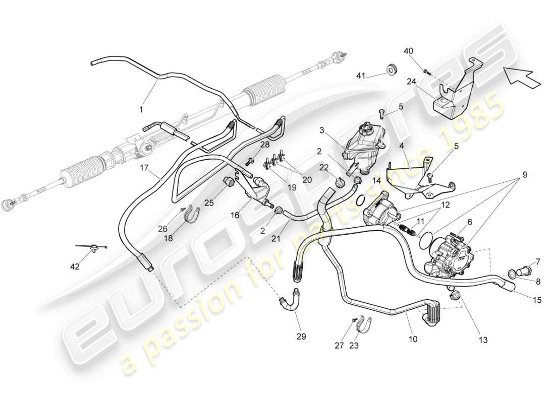 lamborghini superleggera (2008) steering gear part diagram